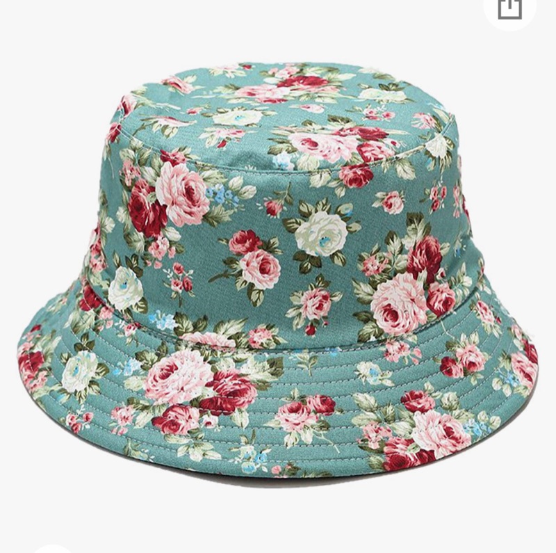 Photo 1 of ANUEVO Printing Bucket Hat Reversible Both Sides Wear Summer Travel Beach Sun Hat Outdoor Hat for Women and Men