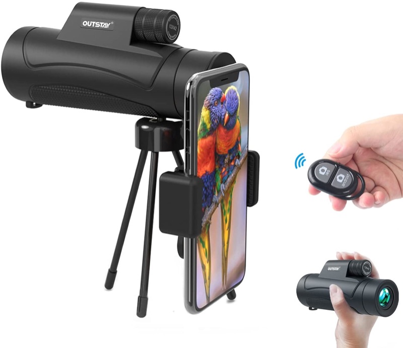 Photo 1 of Outstay HD Zoom Monocular Telescopes for Smartphone with Wireless Remote Shutter/Tripod/Phone Adapter