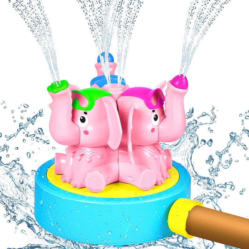 Photo 1 of DX DA XIN Outdoor Water Play Sprinklers, Garden Water Spray Toys for Kids Toddlers Summer Backyard Elephant Sprinkler Toy Fix to Garden Hose Water Park for Gift Boys Girls Pets Squirt Plays Fun-Pink