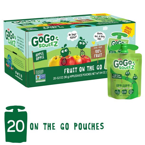 Photo 1 of (20 Pouches) GoGo squeeZ Fruit Apple Apple/ Apple Cinnamon