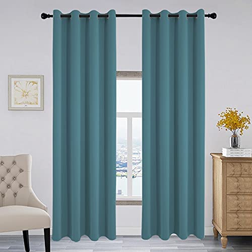 Photo 1 of Grommet Thermal Insulated Room Darkening Curtains for Living Room 42"x96" (Green)