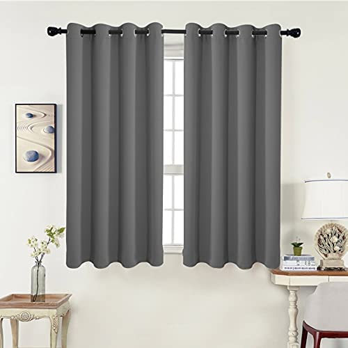 Photo 1 of Grommet Thermal Insulated Room Darkening Curtains for Living Room Set of 2 Panels (42 x 63 Inch, Red Grey)