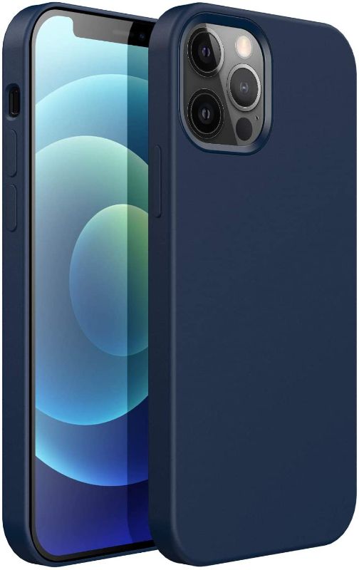 Photo 1 of XSHNUO iPhone 12 Pro Silicone Case, iPhone 12 Liquid Silicone Full Covered Gel Rubber Ultra Thin Case Soft Microfiber Cloth Lining Cushion Compatible with iPhone 12/12 Pro 6.1 inch (Midnight Blue)