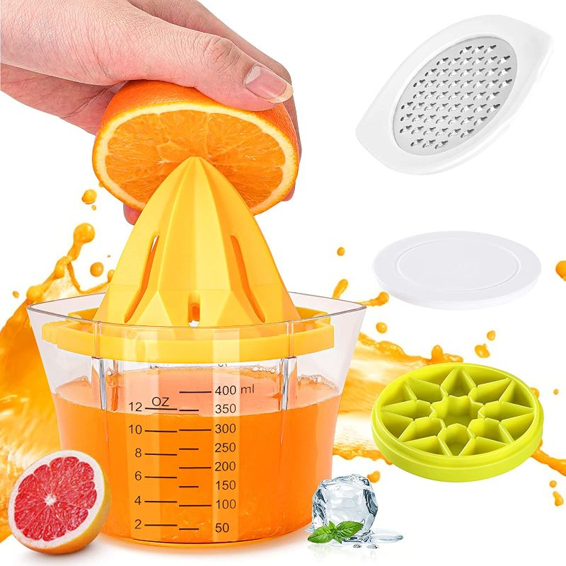 Photo 1 of  5 in 1 Multi-Function Citrus Juicer, 1Easylife Lime Orange Juicer with Measuring Cup, Grater, Anti-Slip Reamer and Ice Tray