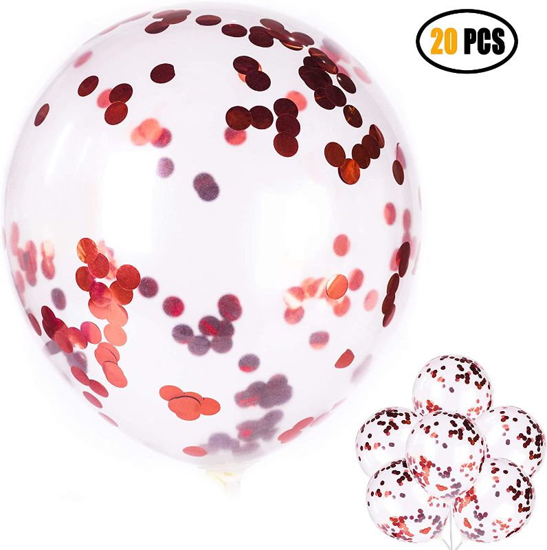 Photo 1 of 12-inch Transparent Balloon 20pcs Confetti Balloons Inflatable Wedding Supplies Party Wedding Decoration red