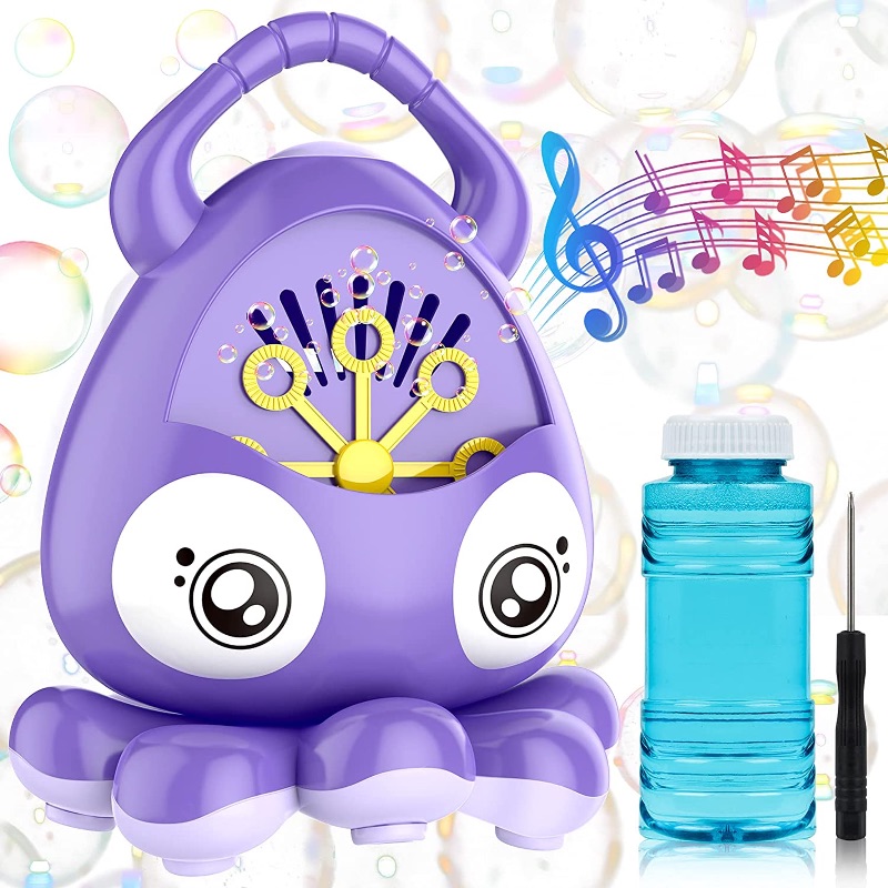 Photo 1 of Bubble Machine Octopus Bubble Blower Bubble Maker 3000+ Bubbles Per Minute, Automatic Music Bubble Machine for Kids Toddler with Bubble Solution, Portable Bubble Toys for Indoor Outdoor(Purple)