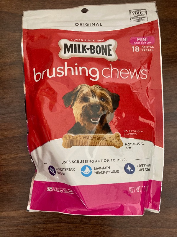 Photo 2 of Milk-Bone Brushing Chews Daily Dental Dog Treats, Mini, 7.1 Ounces, 18 Bones Per Bag