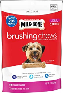 Photo 1 of Milk-Bone Brushing Chews Daily Dental Dog Treats, Mini, 7.1 Ounces, 18 Bones Per Bag 