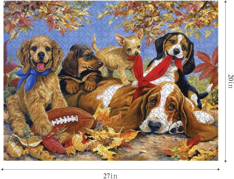 Photo 1 of 1000 Piece Puzzles for Adults Jigsaw Puzzles 1000 Pieces Pack and up with Large Nature Funny Mystery Puzzle New Years Christmas Board Games Toys Gift Box of Kids Friends Family-Cute Dogs
