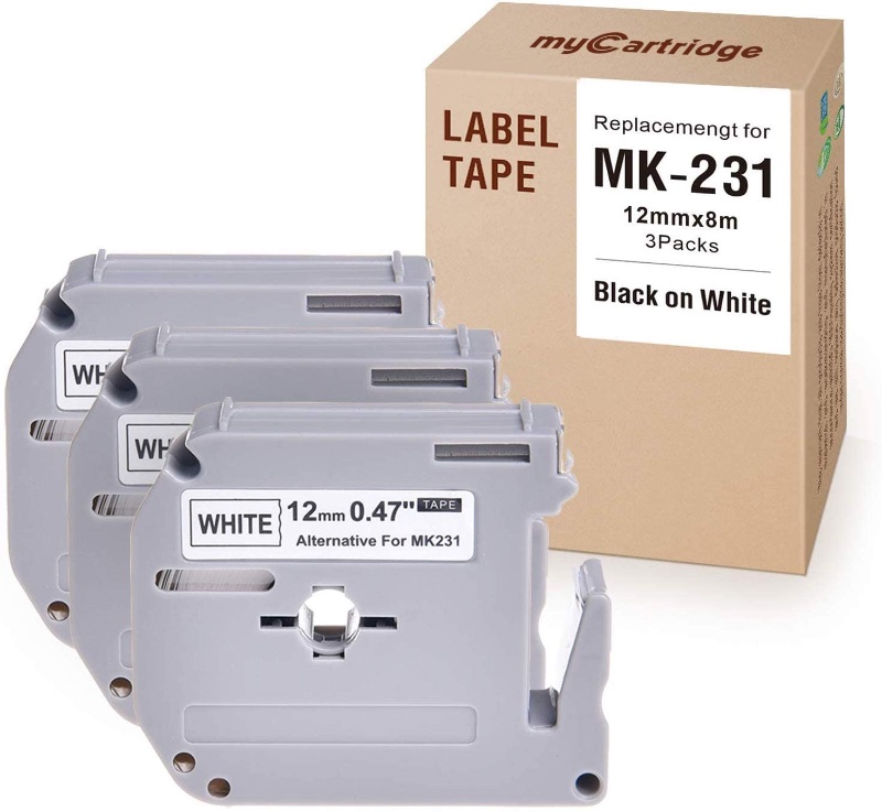 Photo 1 of MYCARTRIDGE M231 Compatible with Brother M Tape P-Touch MK231 M-K231 Label Tape 12mm Black on White (6-Pack) for Brother P-Touch PT-90 PT-M95 PTM95M PT-70SR PT-80 Label Maker