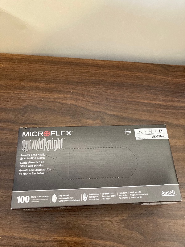 Photo 1 of MicroFlex MK-296-XL 100-Piece MidKnight Textured Disposable Nitrile Gloves Pack - XL, Black