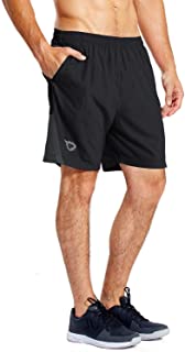 Photo 1 of BALEAF Men's 7'' Athletic Running Shorts Quick Dry Mesh Liner Back Zip Pocket BLACK SIZE SMALL