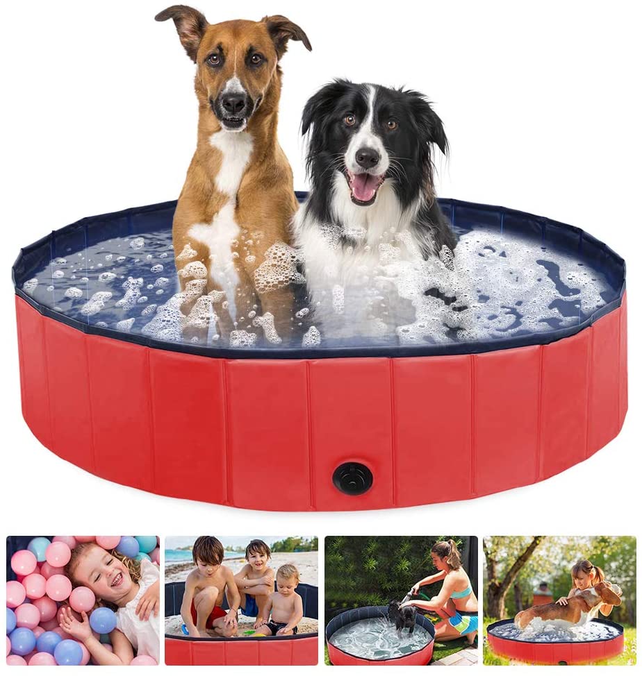 Photo 1 of Jhua Foldable Kiddie Pool Plastic Hard, 63" x 12" Dog Swimming Pools for Small to Large Dogs, Portable Pet Swimming Pool Non-Slip, PVC Dog Bathtub for Garden Bathroom Outdoor