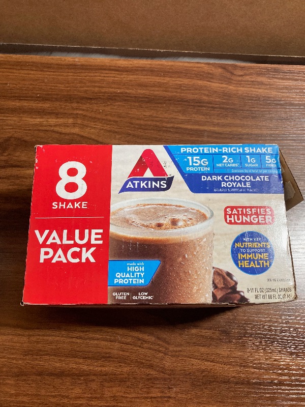 Photo 2 of Atkins Gluten Free Protein-Rich Shake, Dark Chocolate Royale, Keto Friendly, 8 Count (Ready to Drink)
Enjoy By 07/15/22