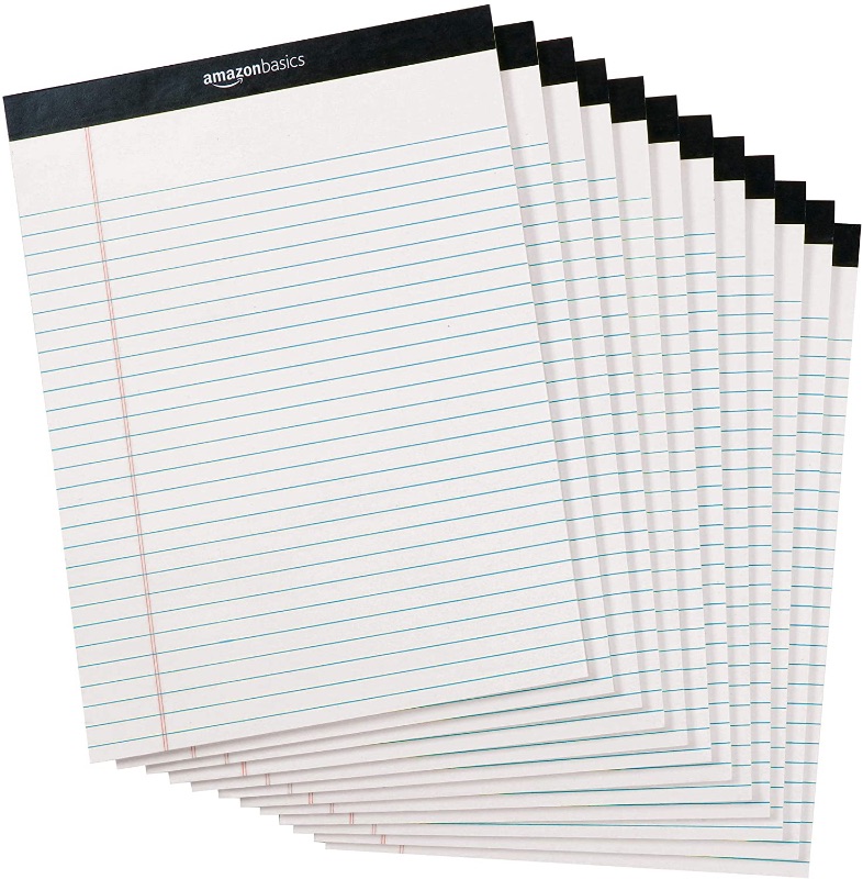 Photo 1 of Amazon Basics Legal/Wide Ruled 8-1/2 by 11-3/4 Legal Pad - White (50 Sheet Paper Pads, 12 pack)