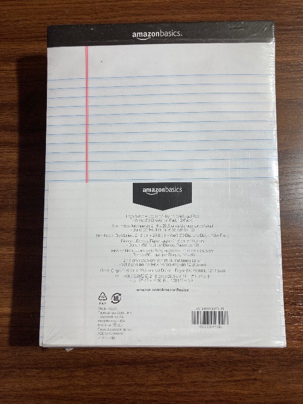 Photo 1 of Amazon Basics Legal/Wide Ruled 8-1/2 by 11-3/4 Legal Pad - White (50 Sheet Paper Pads, 12 pack)
