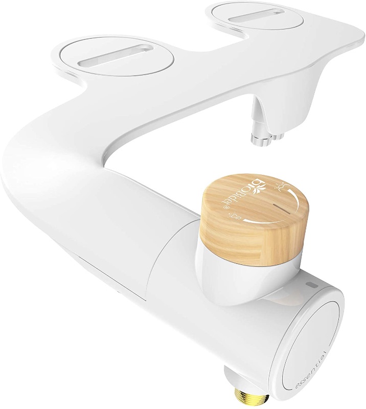 Photo 1 of Bio Bidet Essential Simple Bidet Toilet Attachment in White with Dual Nozzle, Fresh Water Spray, Non Electric, Easy to Install, Brass Inlet and Internal Valve