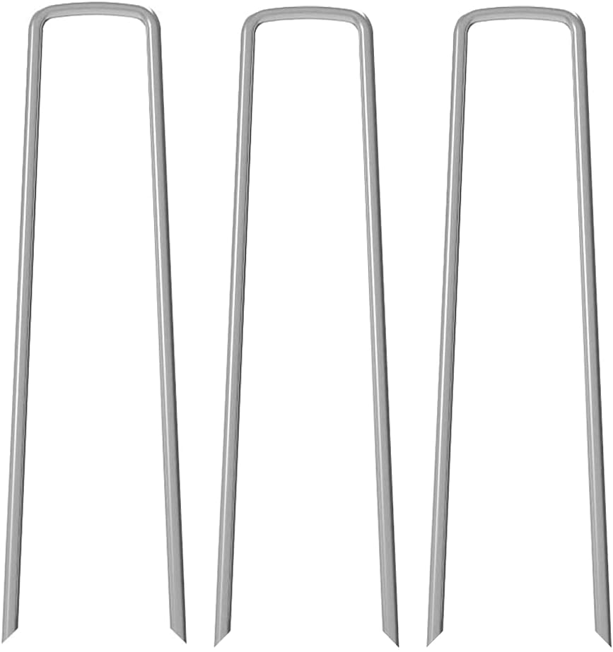 Photo 1 of 30 PCS Garden Staples 8 inch Heavy Duty Landscape Staples Rust Resistant 4mm Diameter U-Shaped Galvanized Angled Tip Garden Stakes for Securing Weed Fabric Installing Sod Turf Landscape Fabric