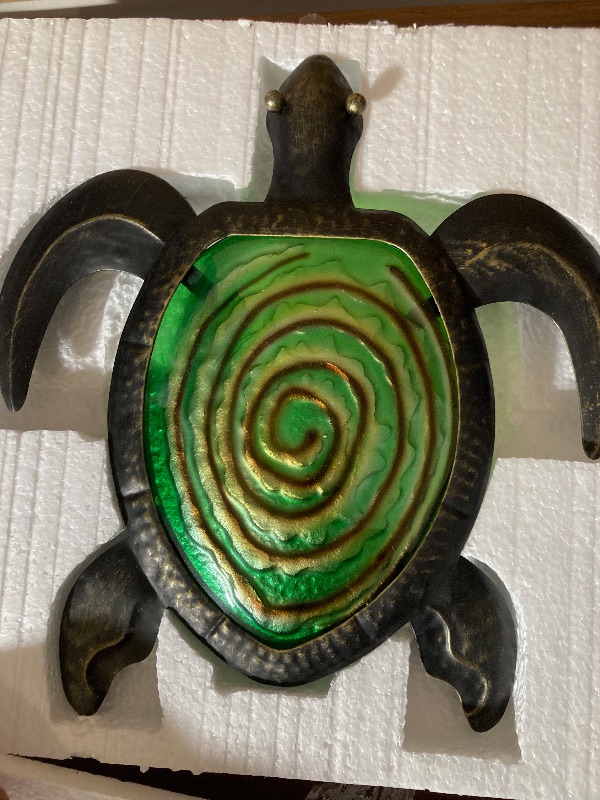 Photo 2 of Comfy Hour Ocean Voyage with Sea Turtles Collection 12" Green Bronze Metal Art Turtle Wall Decor