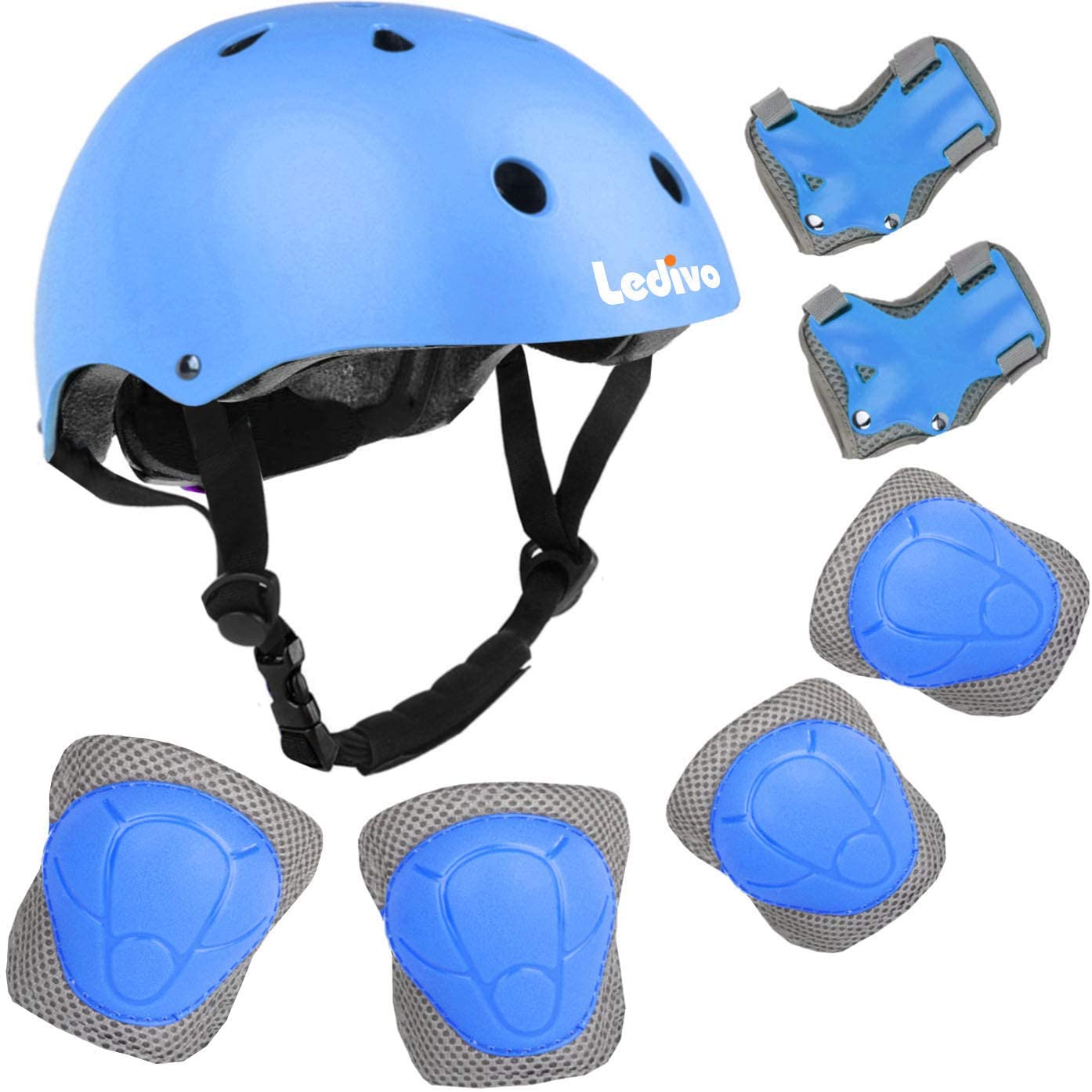 Photo 1 of LEDIVO Kids Adjustable Helmet Suitable for Ages 3-8 Years Toddler Boys Girls, Sports Protective Gear Set Knee Elbow Wrist Pads for Bike Bicycle Skateboard Scooter Rollerblading