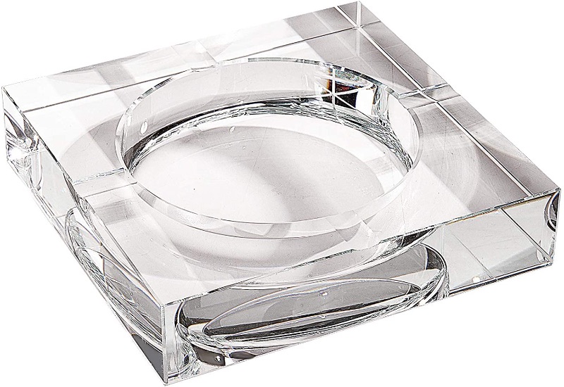 Photo 1 of BUICCE Clear Crystal Glass Ashtray Decor for Cigarette?Etched Heavy Home Square Modern Crystal Cigar Ash Tray Indoor Office Tabletop Decorative.
