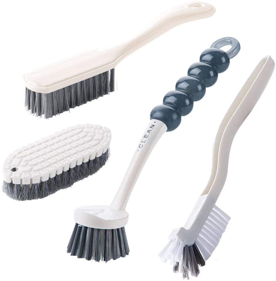 Photo 1 of ANERONG 4Pcs Multipurpose Cleaning Brush Set,Kitchen Cleaning Brushes,Includes Grips Dish Brush|Bottle Brush|Scrub Brush Bathroom Brush|Shoe Brush