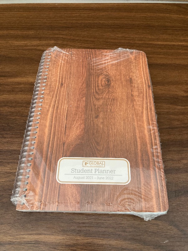 Photo 2 of HARDCOVER 2021-2022 Middle School or High School Student Planner - Matrix Style - Woodgrain Cover