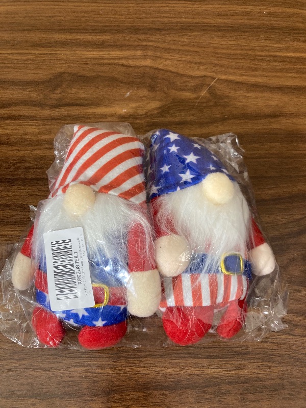 Photo 2 of 2PCS Mini Patriotic Gnome Plush, 4th of July American Independence Day Party Supplies Standing Figurine Tomte Handmade Plush Veterans Day Gift Swedish Elf Ornament Decor