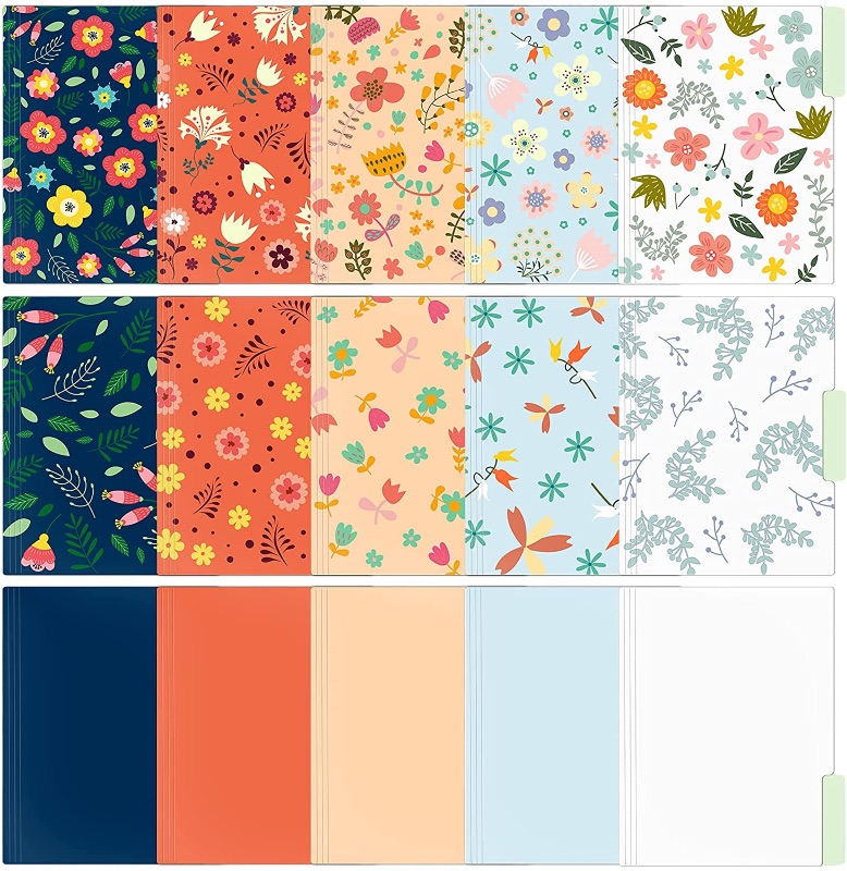 Photo 1 of EOOUT 15 Pack Decorative File Folders, Cute Floral File Folders, Colored Letter Size File Folders, 1/3-Cut Tabs, 9.5 x 11.5 in, for Office, School