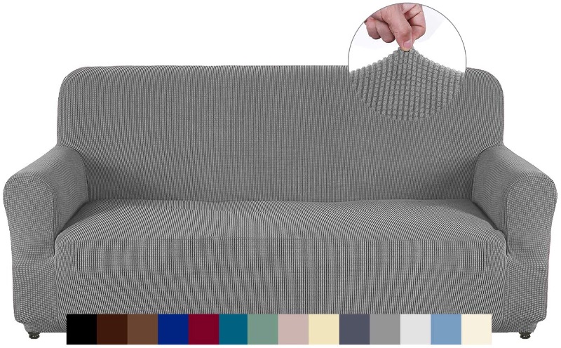 Photo 1 of Couch Cover Stretch 1-Piece Oversized Sofa Slipcover Jacquard Spandex Fabric Furniture Protector (XL Sofa, Light Gray)