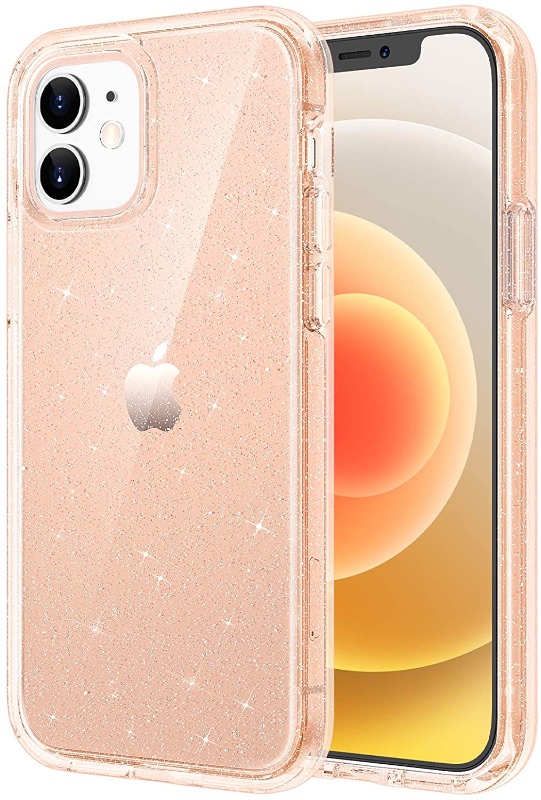 Photo 1 of Maxdara for iPhone 12 12 Pro Clear Case, iPhone 12 Pro Glitter Case for Women Girls Bling Sparkle Luxury Crystal Glitter Clear Phone Case for iPhone 12/12 Pro (6.1 inch), Glitter Rosegold