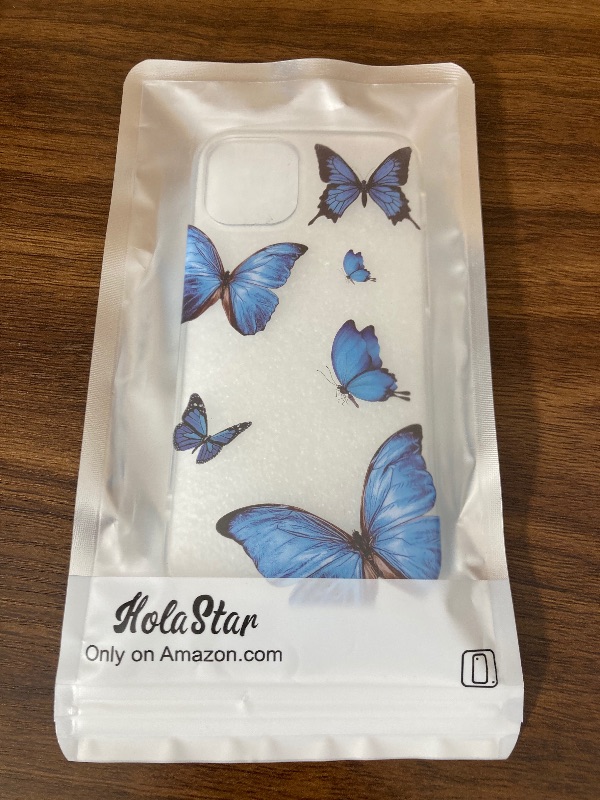 Photo 2 of HolaStar Compatible with iPhone 12 Mini Case, Blue Butterfly with Crystal Clear Design Hybrid Ultra Slim Phone Cover