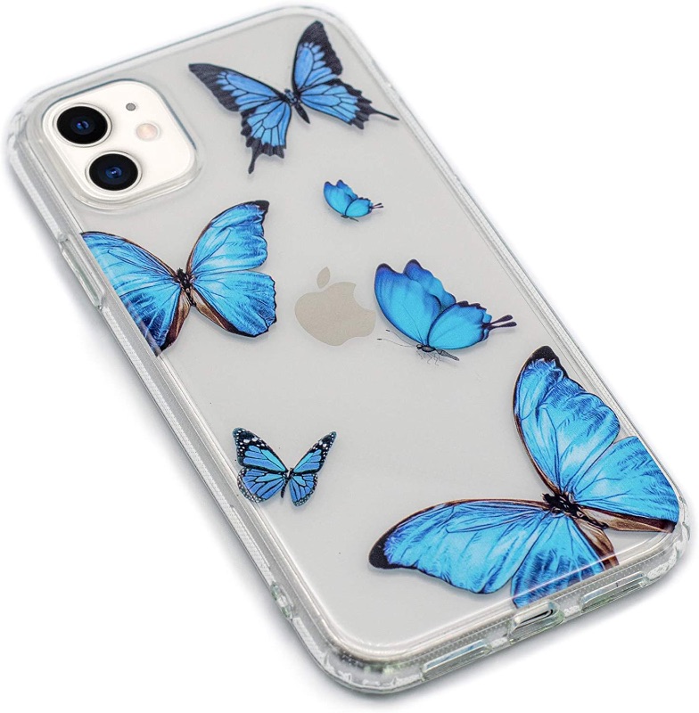 Photo 1 of HolaStar Compatible with iPhone 12 Mini Case, Blue Butterfly with Crystal Clear Design Hybrid Ultra Slim Phone Cover