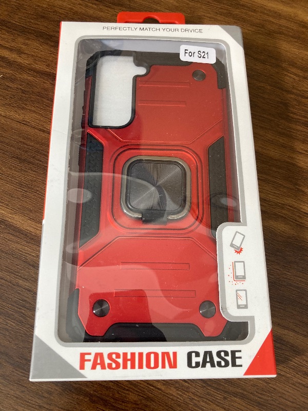 Photo 2 of AmeriCase | Samsung Galaxy S21 Plus | Case with Kickstand and Metal Ring - Shockproof Samsung S21 5G Ultra Case Military Grade Drop Tested Slim Dual Layer for Galaxy S21+ Plus 5G 6.8in (VS2 Red)