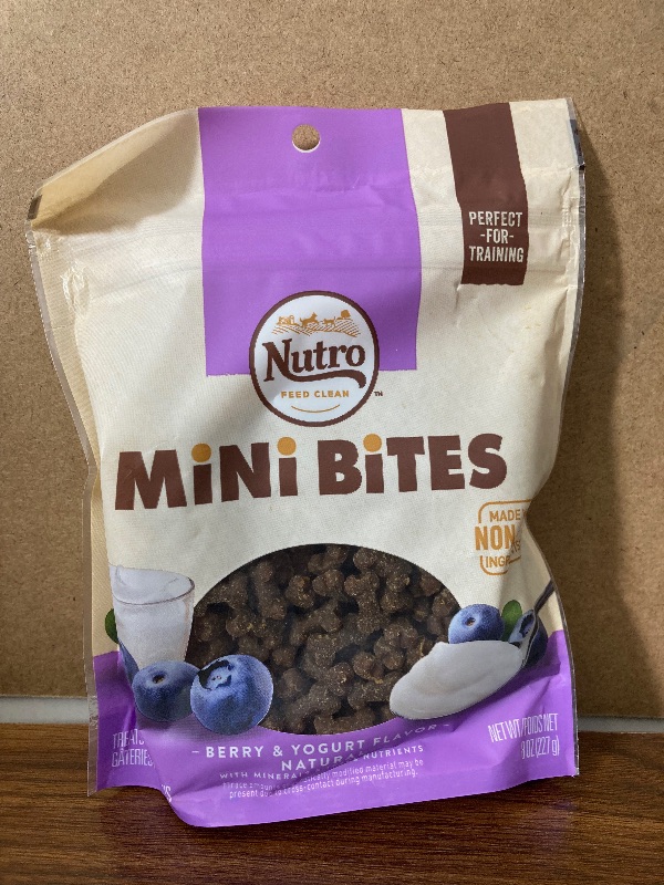 Photo 2 of Nutro Mini Bites Berry & Yogurt Flavor Dog Treats, 8-oz bag
Best By 09/06/22