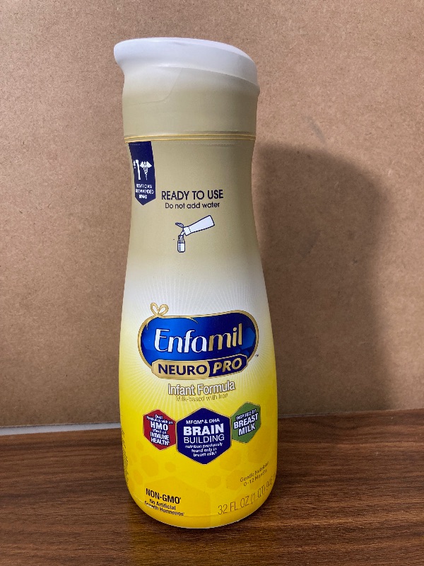 Photo 1 of Enfamil NeuroPro Ready-to-Use Baby Formula, Ready to Feed, Brain and Immune Support with DHA, Iron and Prebiotics, Non-GMO, 32 Fl Oz Bottle
USE BY 4 JUL 22