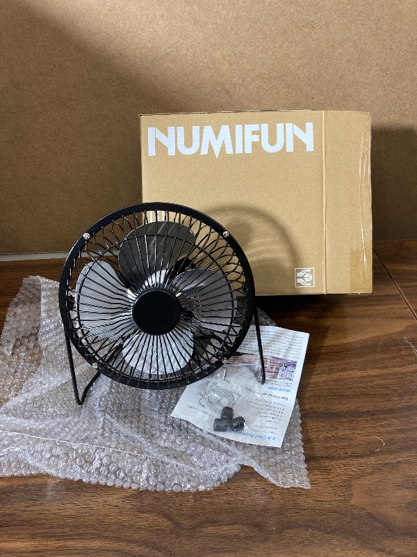 Photo 2 of Desk Fan 6-Inch Small Table Fan USB Powered High Velocity Mini Fan for Desk Office Desktop Bedroom, Metal Design, 2 Speed, 360° Tilt Angel