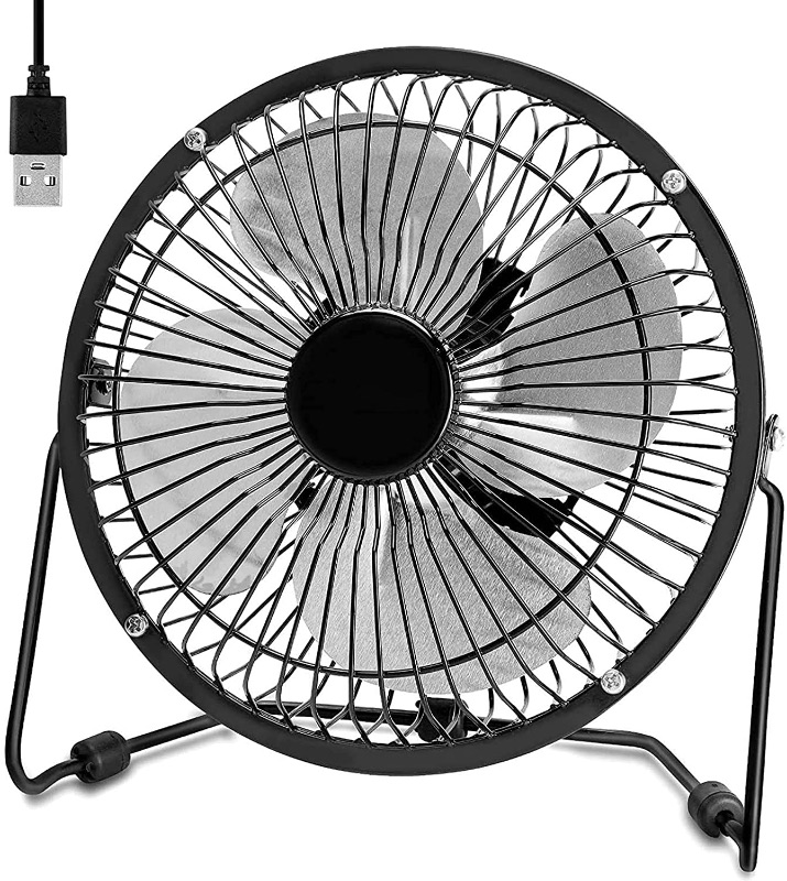 Photo 1 of Desk Fan 6-Inch Small Table Fan USB Powered High Velocity Mini Fan for Desk Office Desktop Bedroom, Metal Design, 2 Speed, 360° Tilt Angel