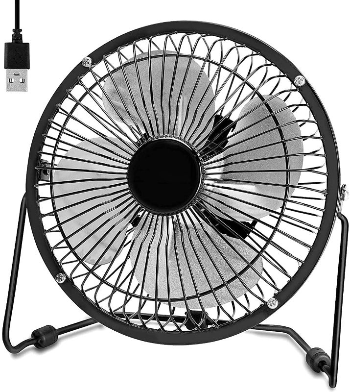 Photo 1 of 6 '' Desk Fan, Small Quiet Table Fan, USB Powered, High Speed ??Desk Fan, Low Noise Personal Fan, Enhanced Airflow, Perfect for Home Office 2 Speed, 360 ° Tilt Angel