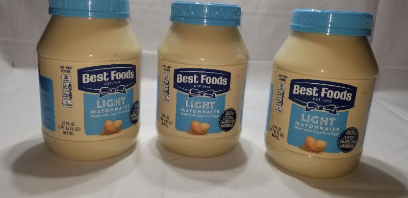 Photo 2 of Best Foods Mayonnaise Light - 30oz, 3 Bottles, Best by: 09/28/21