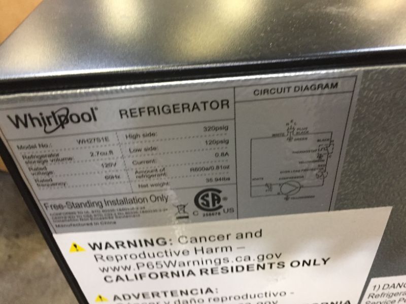 Photo 1 of 
Whirlpool 2.7 cu ft Mini Refrigerator - Stainless Steel - WH27S1E