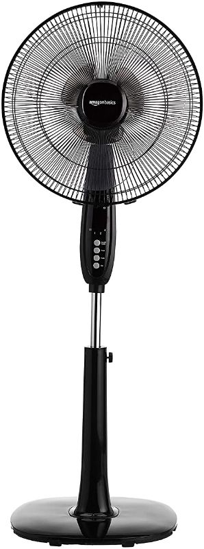 Photo 1 of Amazon Basics Oscillating Dual Blade Standing Pedestal Fan with Remote - 16-Inch