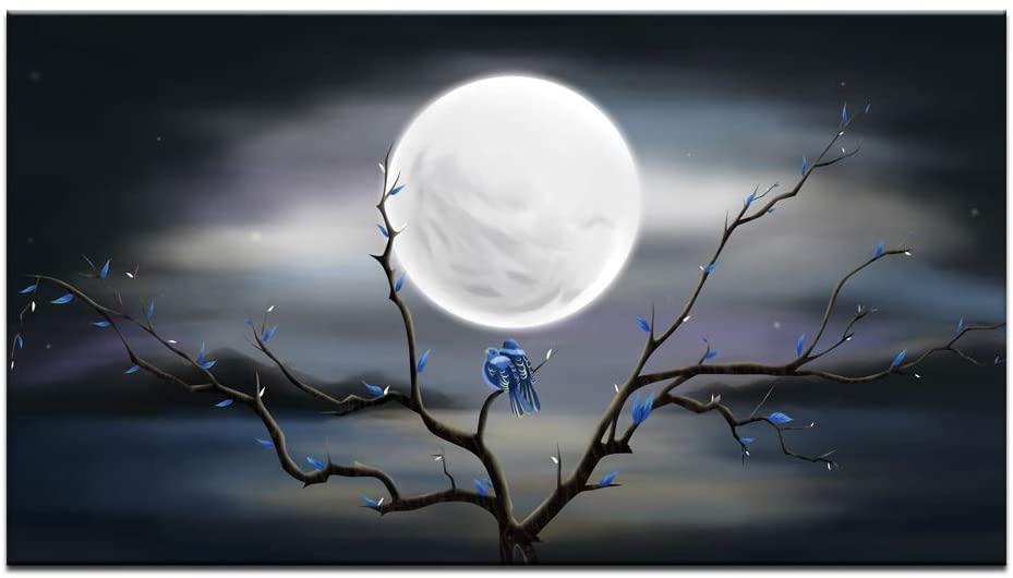 Photo 1 of Love Birds on Tree in Night with Full Moon 
20 x 36 inch 