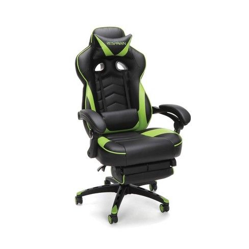 Photo 1 of RESPAWN Racing Gaming Chair Reclining Ergonomic Leather with Footrest In Green