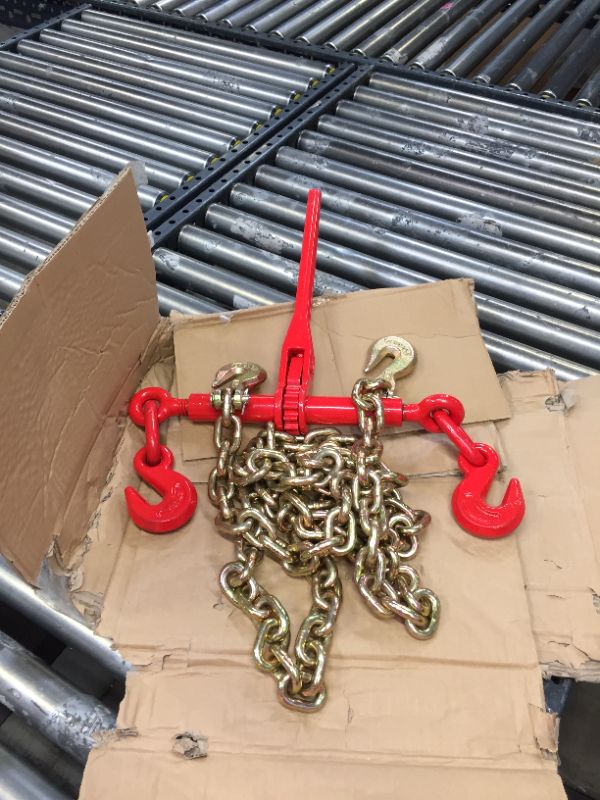 Photo 2 of 2 New 1/4" Ratchet Load Binders Ratcheting Trailer Tow Chain Cargo Tie Down with chain
