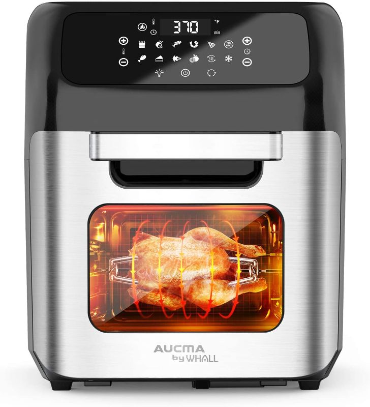 Photo 1 of whall Air Fryer, 13QT Air Fryer Oven, Family Rotisserie Oven, 1700W Electric Air Fryer Toaster Oven, Tilt led Digital Touchscreen, 12-in-1 Presets for Baking, Roasting, Dehydrating, with Accessories
