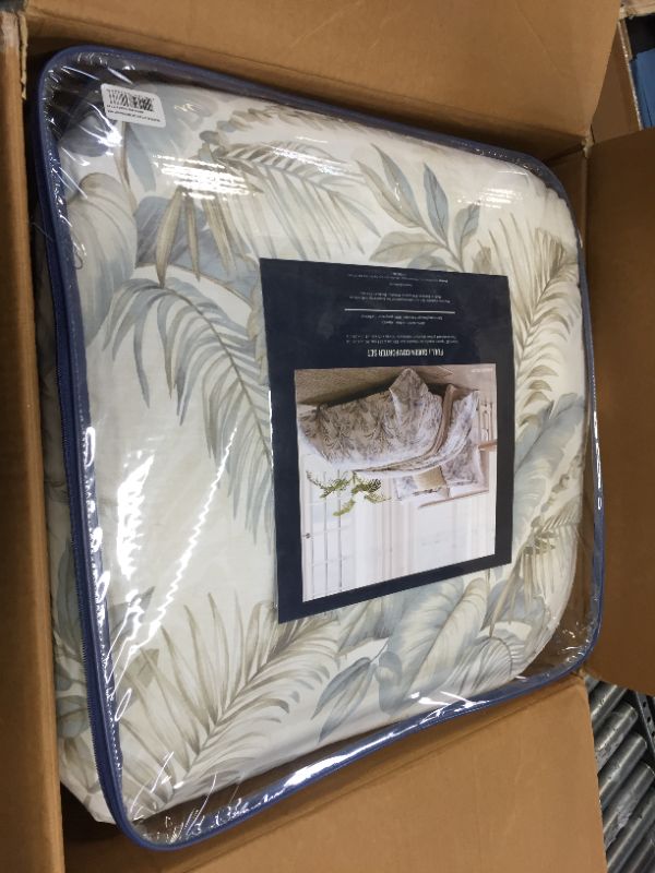 Photo 2 of Bakers Bluff 3-Piece Blue Botanical Cotton Queen Comforter Set