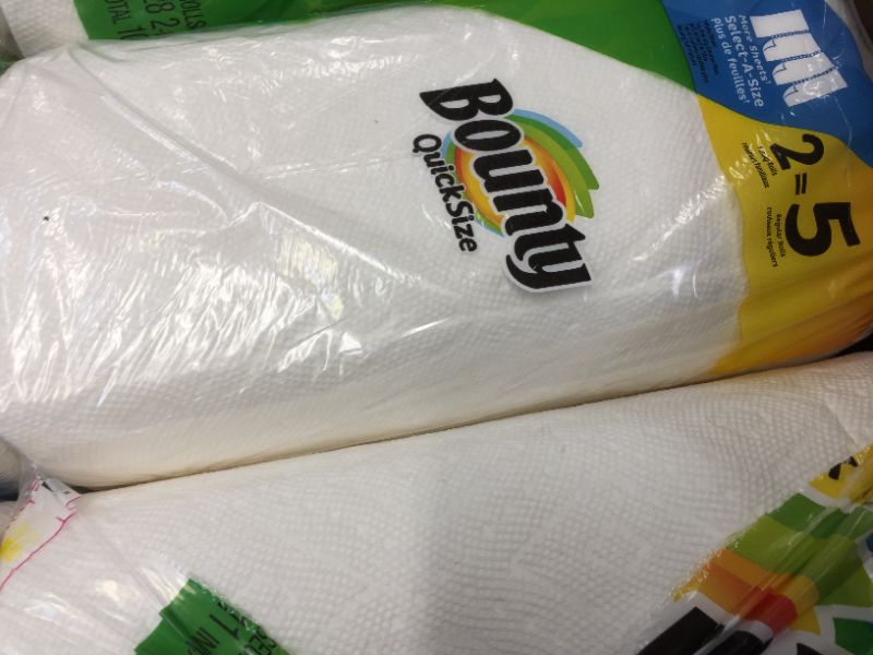 Photo 1 of 12 BOUNTY FAMILY ROLLS (128 2PLY SHEETS), PACKAGE ON ONE ROLL OPEN BUT NEW STILL 