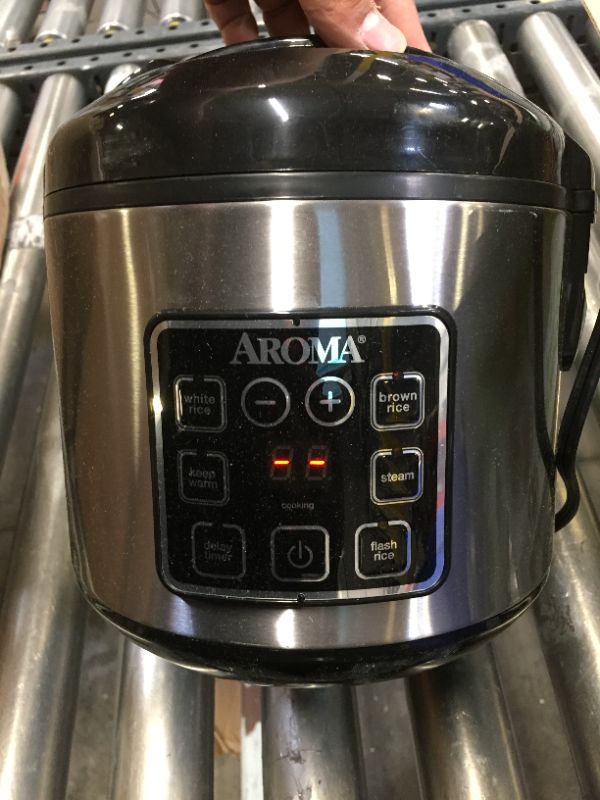 Photo 2 of Aroma Digital Rice Cooker and Food Steamer, Silver, 8 Cup