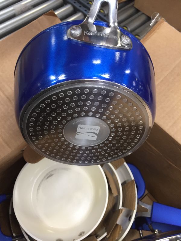 Photo 2 of 6 POTS/PANS & 4 LIDS, BLUE KENMORE COOKING SET 